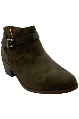 Vionic Women's Farrah Leather Ankle Boots Dark Khaki Suede - Medium